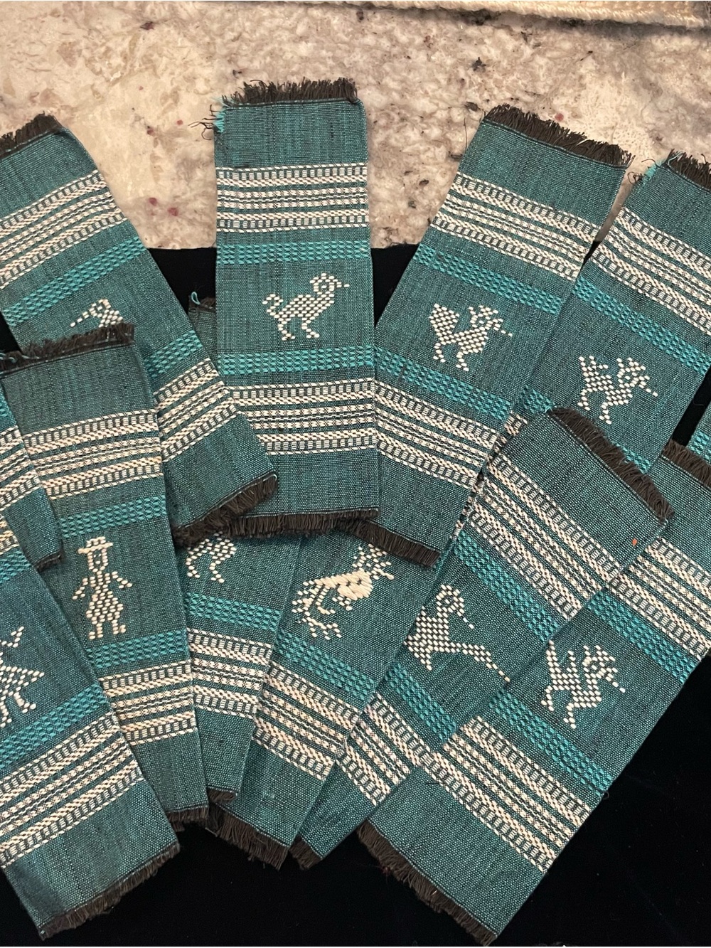 Hand-Woven Guatemalan Mayan Napkins in Deep Green - Set of 12